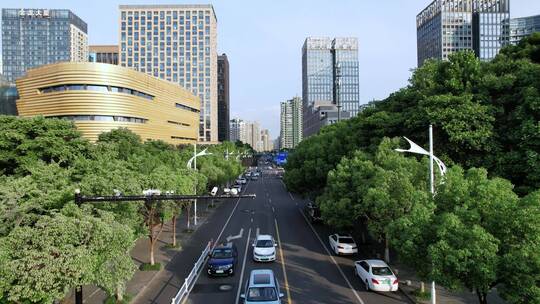 杭州滨江城区现代城市建筑和道路航拍