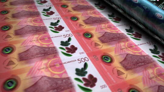 尼加拉瓜科尔多瓦oro钞票印刷无缝循环