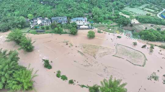 桂林夏季暴雨洪水航拍