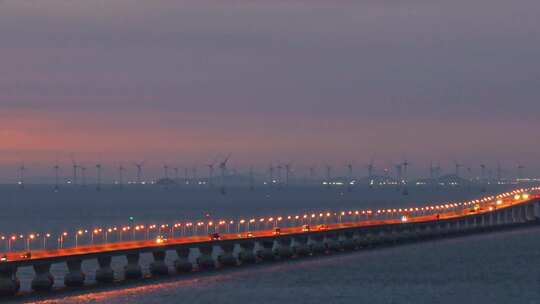 东海大桥夜景 上海建设 临港 跨海大桥