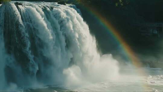 冬至瀑布彩虹震撼励志唯美风光视频