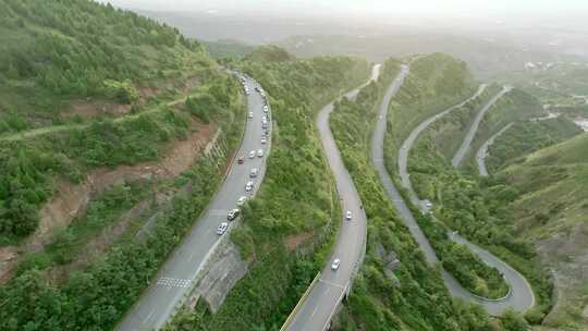 航拍陕西西安市骊山盘山路