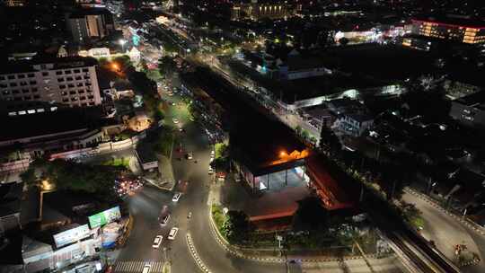 原创 印尼日惹城市建筑夜景航拍风光