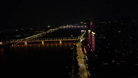湖北襄阳城市夜景交通视频素材模板下载