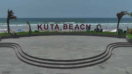 HDR印尼巴厘岛库塔海滩日光浴航拍风光