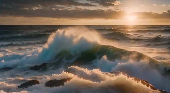 大海海浪阳光海洋浪花海水大气震撼开场片头