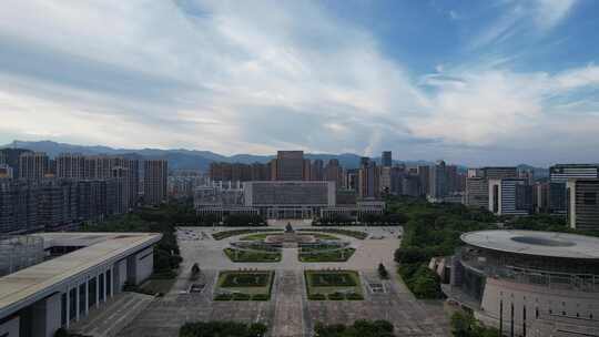 福建龙岩市政府近景航拍