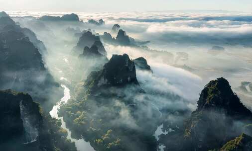 广西桂林山水风光航拍