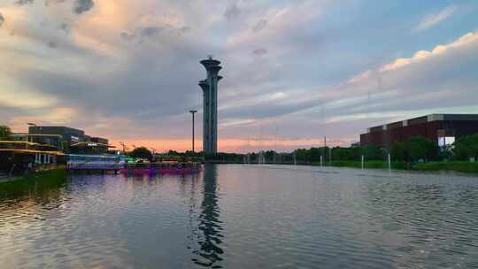 北京奥林匹克中心日落夕阳晚霞