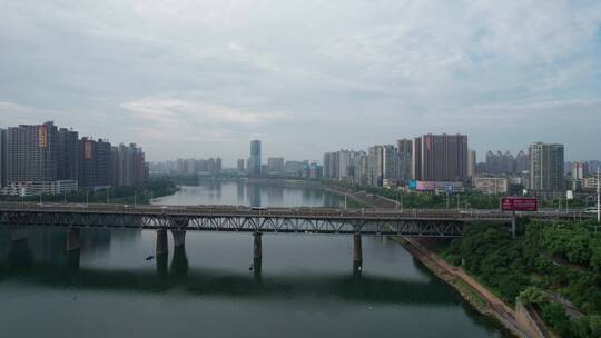 湖南省衡阳市湘江公铁大桥航拍合集视频素材模板下载