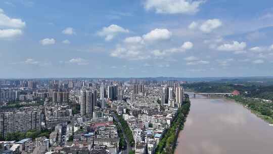 航拍四川乐山城市建设乐山大景