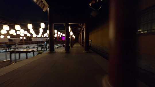 穿越机航拍无锡拈花湾塔夜景灯光视频素材模板下载