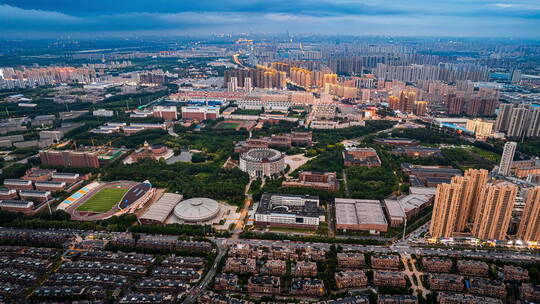 辽宁沈阳沈北新区航空航天大学城市航拍延时