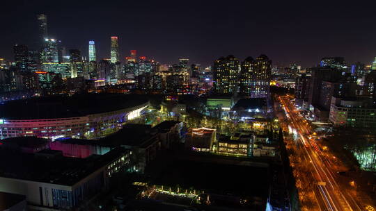 北京商业街夜景延时视频素材模板下载