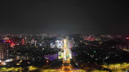 航拍四川自贡夜景自贡城市风光