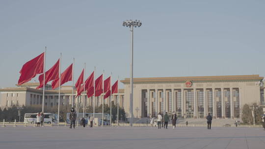 天安门红旗 北京天安门空镜