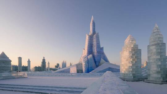哈尔滨冰雪大世界4K延时摄影视频素材模板下载