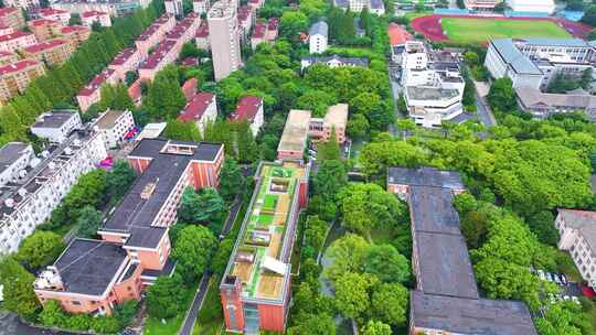 上海市华东理工大学徐汇校区航拍校园风景风