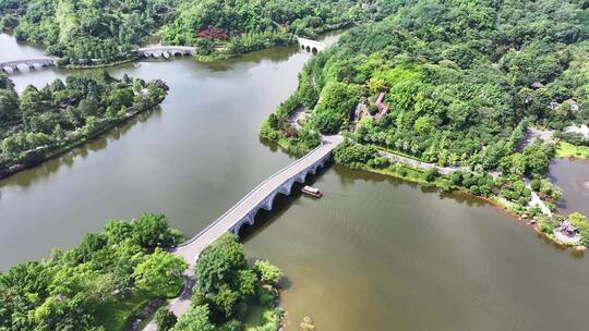 晴天航拍重庆园博园景区-古建筑塔-中式园林