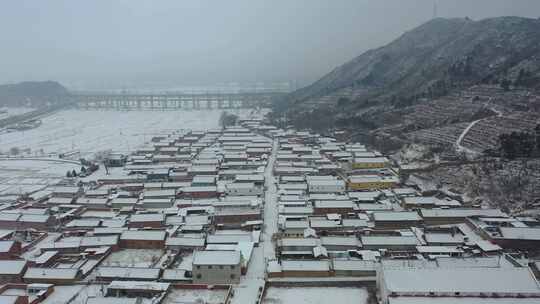 4K航拍北方雪景农村