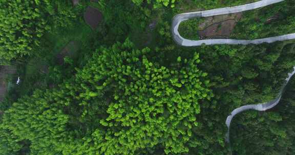 俯瞰山上盘山公路航拍