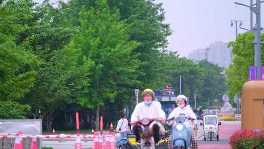 城市马路街道街头街景上班下班高峰期汽车车