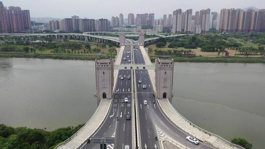 泉州田安大桥航拍晋江桥梁泉州市区道路航拍