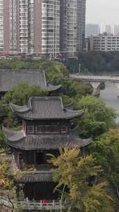 竖版航拍湖南衡阳石鼓书院4A景区