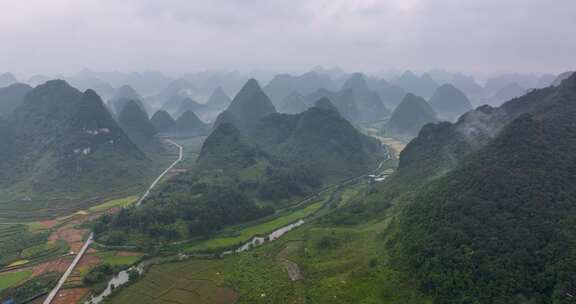 航拍广西靖西鹅泉自然风光美景