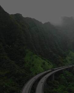 夏威夷山谷的高架公路