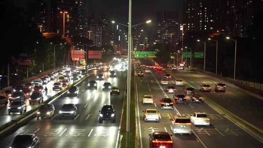 深圳滨河大道车流延时城市道路夜晚交通夜景