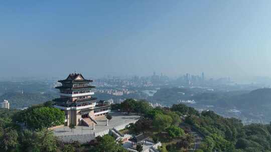 惠州挂榜阁航拍山峰寺庙森林风景红花湖景区