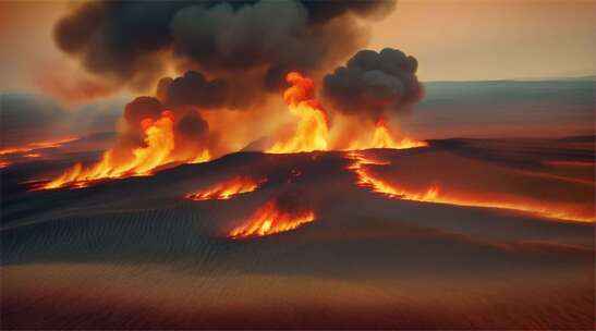 AIGC作品 森林大火山火防治