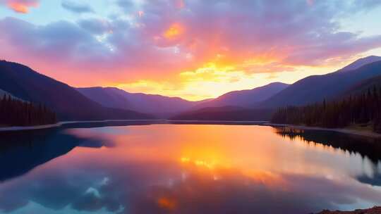 长白山天池夕阳彩霞4K