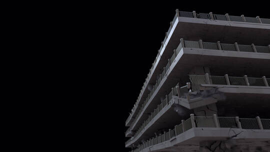 4k高楼停车场倒塌陷动画视频素材 (3)