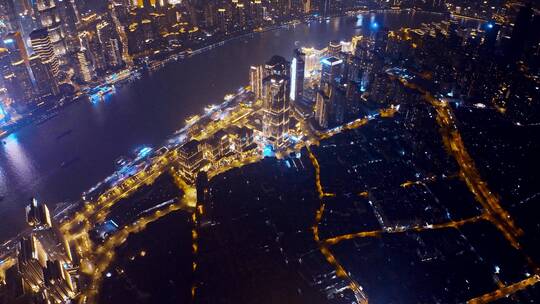 上海浦西夜景航拍视频素材模板下载