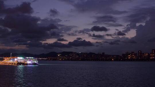 杭州钱塘江夜游(滨江码头)夜景4K视频素材视频素材模板下载