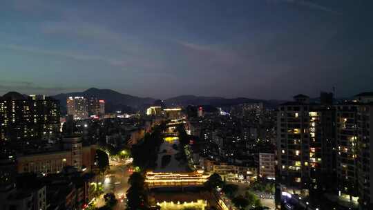 广东云浮城市夜景航拍