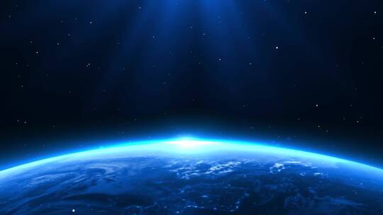 太空宇宙地平线星空循环蓝色地球动态背景视频素材模板下载