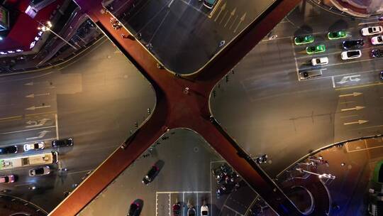 航拍城市夜景交通人行天桥视频素材模板下载
