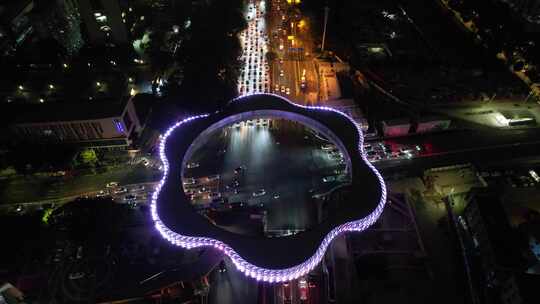 深圳春花天桥夜景-深南大道城市车流