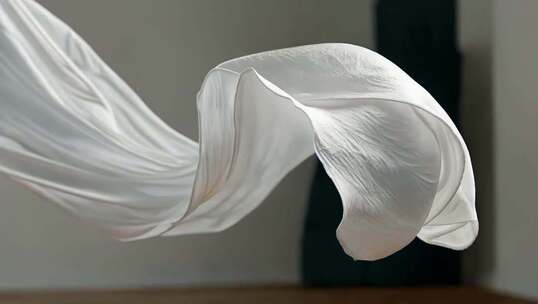 白色布料空中飘动