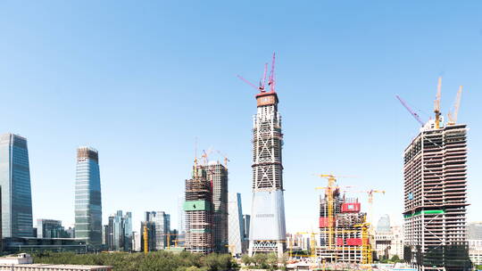 中国尊超长时间建设成长的延时视频