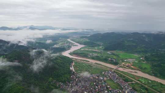 浙江宁波宁海山村航拍