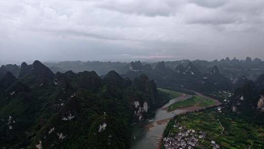 桂林阳朔漓江遇龙河山水自然风光航拍