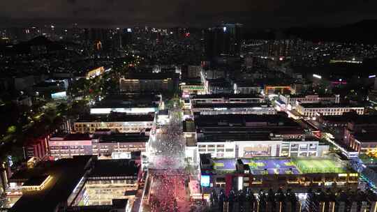 合集深圳大浪商业圈步行街夜景人流航拍