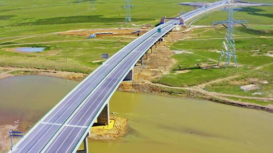 京藏高速那曲大桥航拍视频素材模板下载