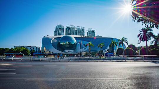 广西南宁民族大道广西科学馆街景