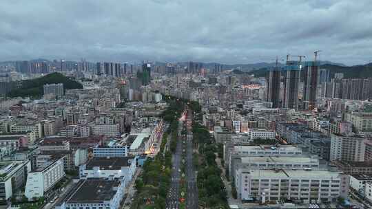 广东深圳龙华区城市交通航拍