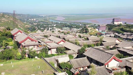 渭南潼关关楼黄河古城风景区古建筑航拍